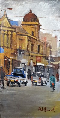 Abdul Hameed, 12 x 24 inch, Acrylic on Canvas, Cityscape Painting, AC-ADHD-078